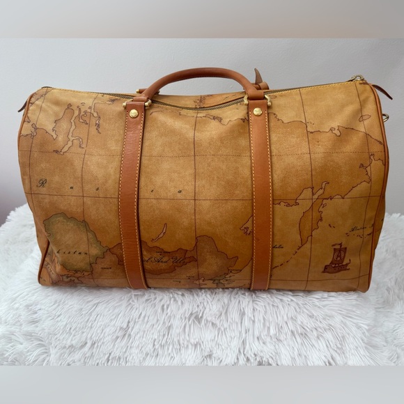 Alviero Martini 1A Classe Geo Map Men’s Travel Duffel Weekender Bag 19” FULL SET - Picture 3 of 17